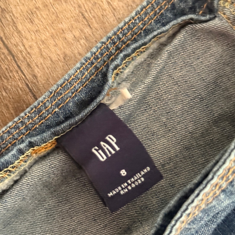 GAP Y2K Womens Denim Paneled Contrast Stitch Flared A-Line Skirt,Medium Wash, 8 - Picture 2 of 7